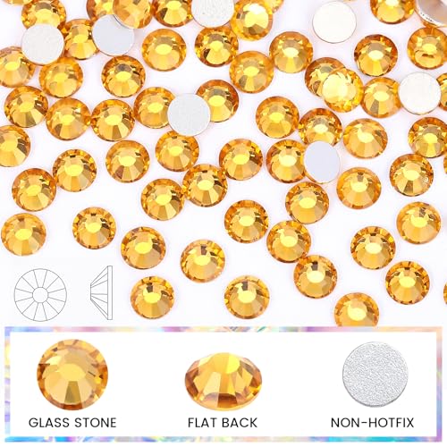 Image of Rhinestones 3000pcs SS6 (1.9-2.0mm) Glass Flatback Crystal Gold Yellow