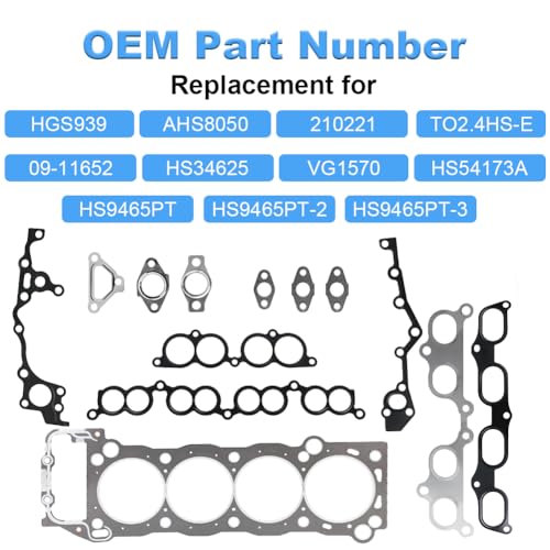 Image of Engine Cylinder Head Gasket Set Compatible with Toyota T100 1994-1998, Tacoma 1995-2004, 4Runner 1996-2000 Replacement for HGS939 HS9465PT HS34625 210221 VG1570 09-11652 VG1570