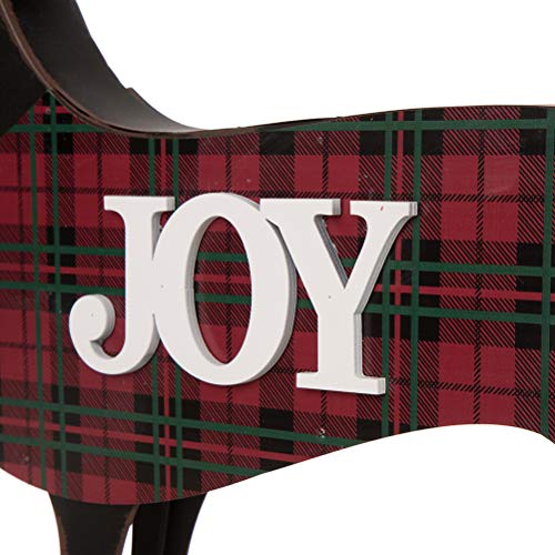 Image of Glitzhome 21.93 inch L Wooden Metal Dachshund Standing Front Door Porch Sign Christmas Welcome Sign Outdoor Indoor Welcome Joy Sign Xmas Holiday Decorations