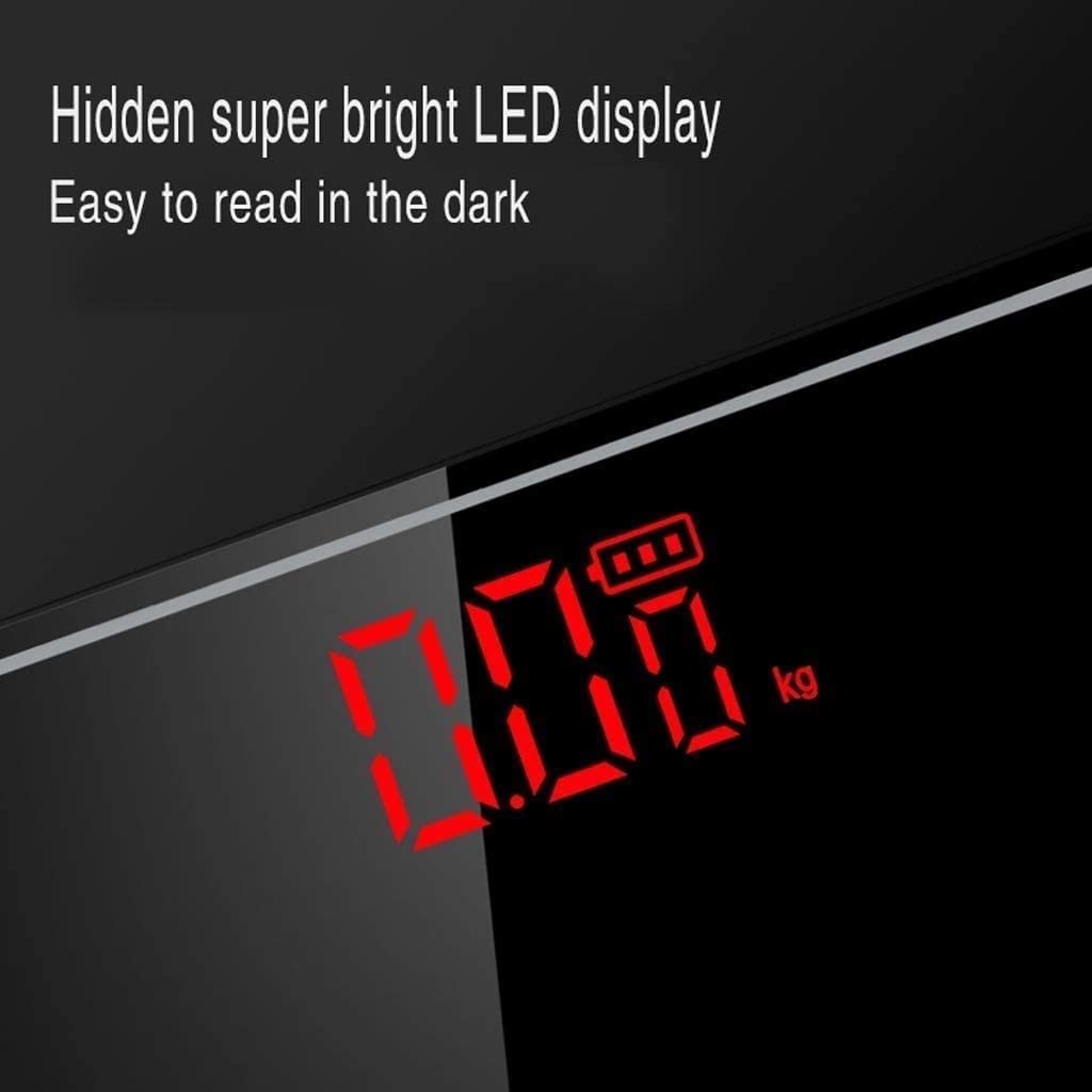 Bilancia pesapersone Digitale di precisione con Tecnologia Step-On, Display LCD retroilluminato in Vetro temperato da 6 mm di Facile Lettura, Metro a Nastro Incluso, 400 libbre