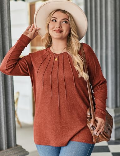 IN'VOLAND Womens Plus Size Shirts Long Sleeve Dressy Tops Casual Fashion Fall Blouses Pleated Tunics4
