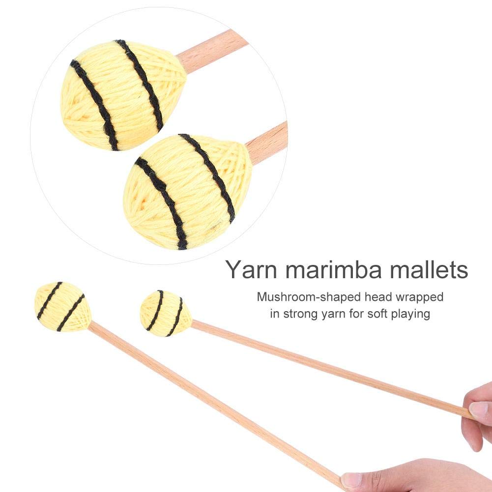 1 Paire Maillets de Marimba, maillets de Percussion avec tête en Fil et Manche en Bois Lisse pour Joueur Professionnel
