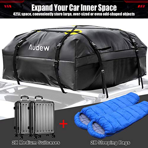 Audew Roof Top Cargo Carrier, Outdoor Waterproof Rooftop Cargo Bag for All Vehicles, Travel Luggage Rack Bag for Summer Camping Road Trip (15 Cubic Feet)