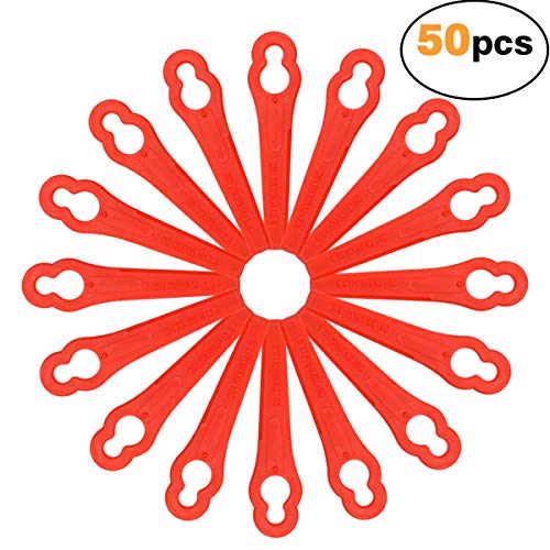 ZITFRI 50 PCS Lame per Tagliaerba Lame Tagliaerba Lame Tagliaerba Ricambio Lame Ricambio Tagliabordi Lame Tosaerba Lame per Tosaerba in Plastica Lama Tosaerba Black e Decker