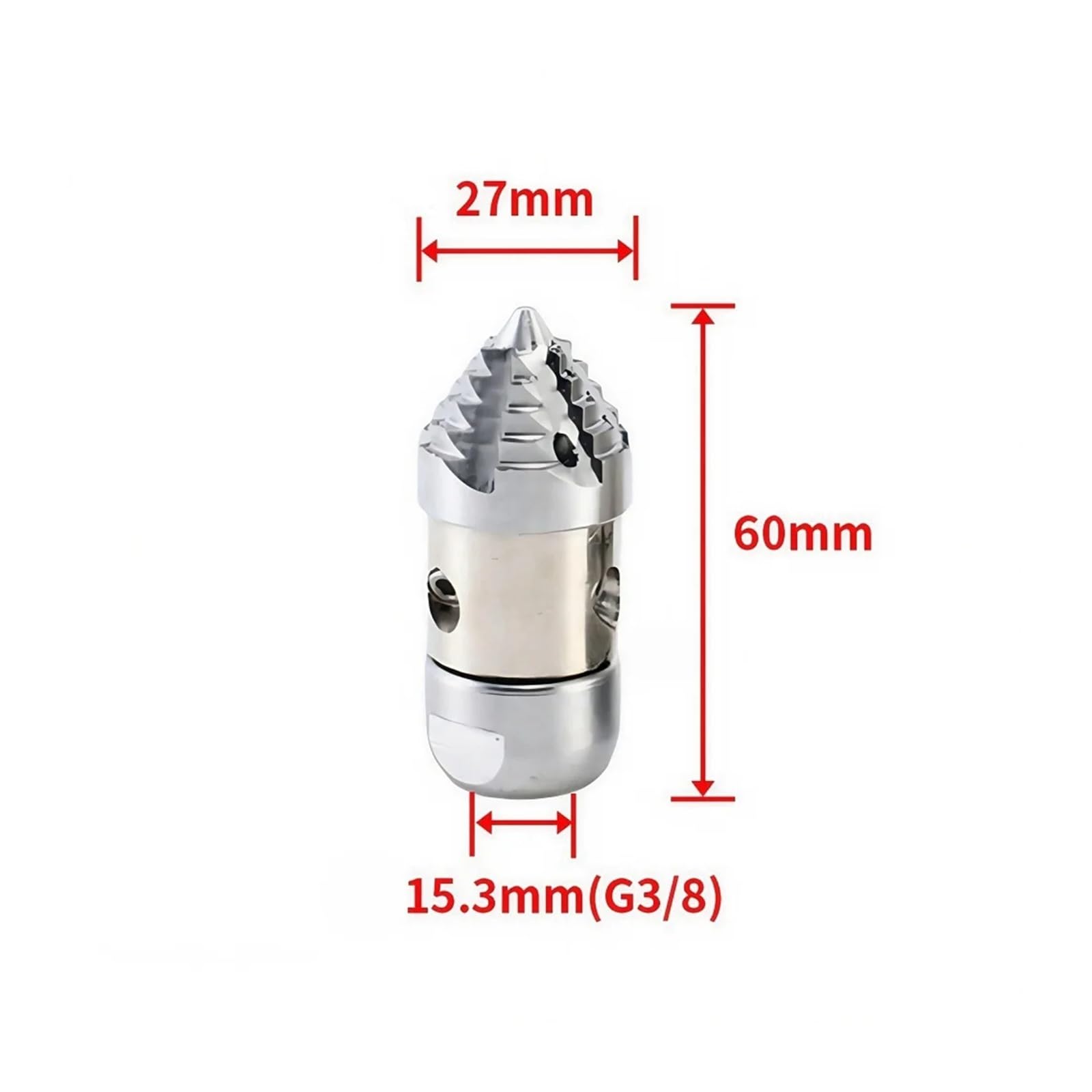 Boquilla de limpieza rotativa de alta presión de acero inoxidable con interfaz de 3/8 de pulgada, manguera de drenaje for alcantarillado, caudal de 15 a 30 l(30L)