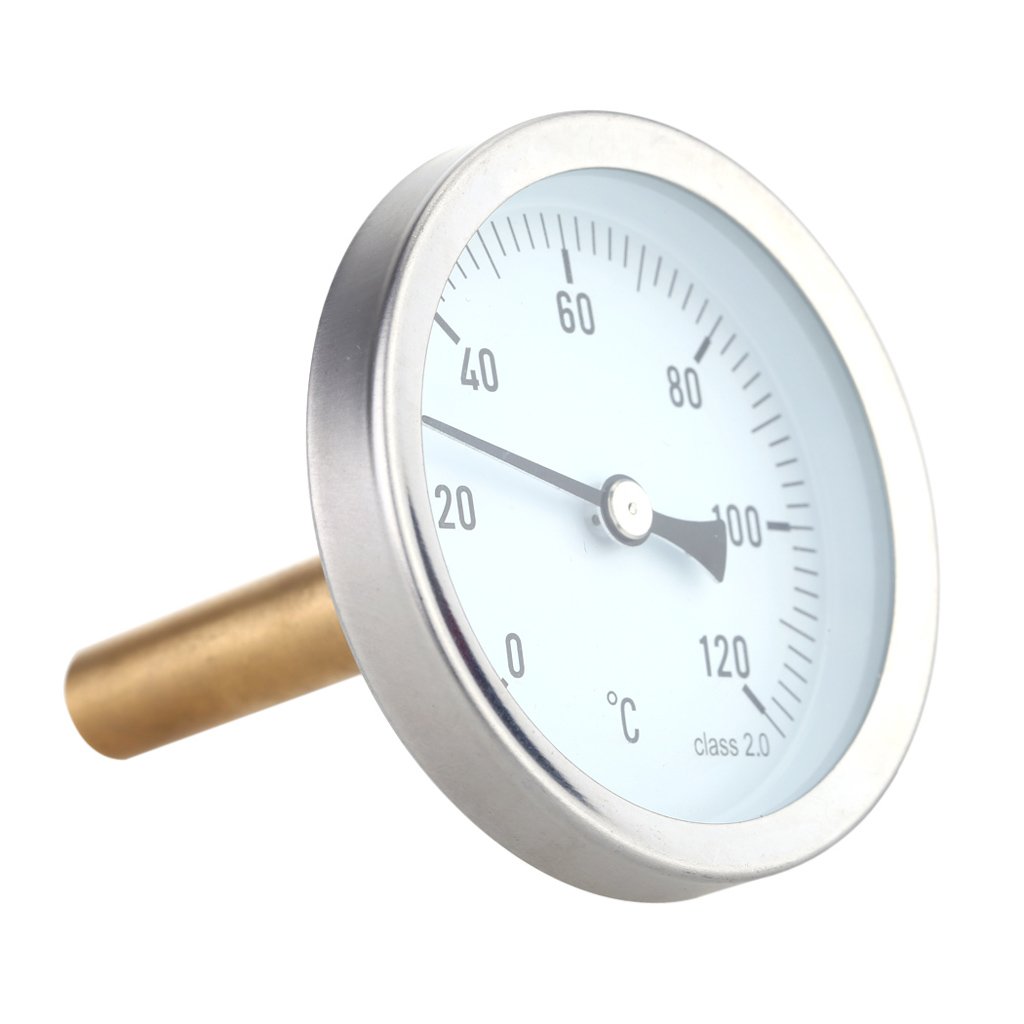 63mm Thermomètre à Cadran Horizontal Aluminium Jauge de Température 0-120C
