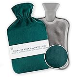 Blumtal Bolsa de Agua Caliente 1,8 L - Botella De Agua De Gran Capacidad con Funda Suave, Bolsa de calor, color Azul Turquesa