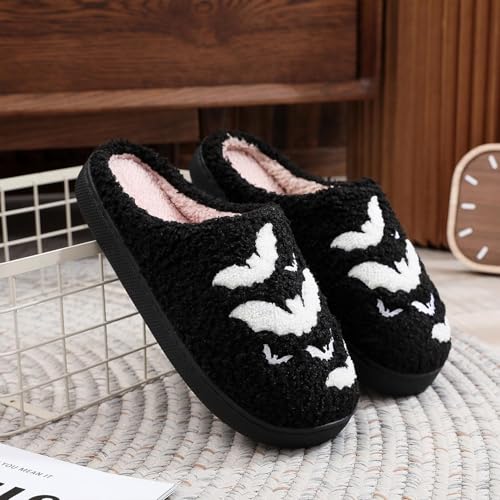 Image of Halloween Pumpkin Slippers for Womens Mens Plush Warm Spooky Lantern Pumpkin Slippers House Shoes