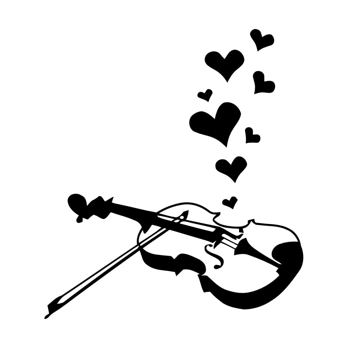 Zooan Vinyl Art Stickers Zz8139 Violin Music Instrument Shop Love Song Wall Decals 36X40.3cm Removable Without Leaving Glue Small Black