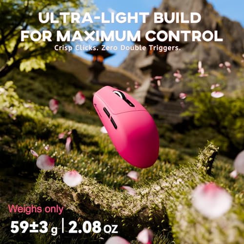 Image of ATTACK SHARK G3 Pro Wireless Gaming Mouse with Magnetic Charging Dock,Rose | PixArt PAW3311 Gaming Sensor,BT /2.4G Wireless /Wired Gaming Mouse,25K DPI,59g Ultra-Lightweight Gamer Mice for PC /Win /PS4 /Mac