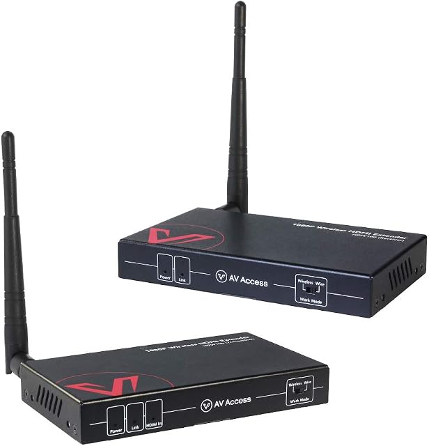 AV Access 200m/656ft Wireless Transmitter and Receiver, FullHD 1080P@60Hz with Loop-Out, IR Return, Wired Transmission Over CAT5e/6 Cable up to 120m/394ft, Wireless Extender for Home Office