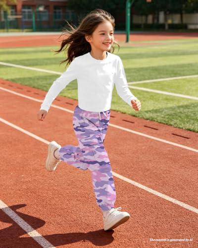 Image of Betusline Girls Fall Winter Clothing Sets, Long Sleeve Crop Top & Cargo Jogger Pants 2 Piece Outfit Sets,4T-14Y