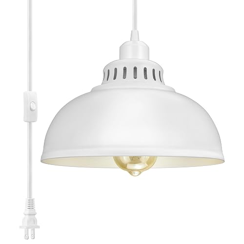 SoodMi Plug in Pendant Light 15FT Hanging Lights, Big White