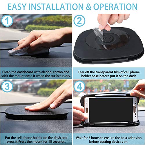 Bosynoy Cell Phone Holder for Car, GPS Mounts for car, Slim Dashboard Car Phone Mount for iPhone X 8 Plus 7 6s Samsung Galaxy S9 S8 Edge Note 8 LG and Other Garmin GPS, Reusable Silicone Pad Base