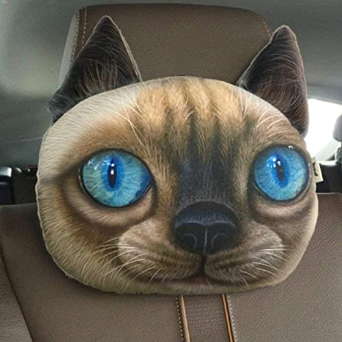 猫顔 車用ネックパッド 活性炭 脱臭 除湿 クッション ネックレスト ヘッドレスト 肩こり解消 抱き枕 猫 リアル 動物 かわいい (B)