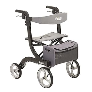 Drive Medical RTL10266BK Nitro Foldable Rollator Walker with Seat, Standard Height, Black