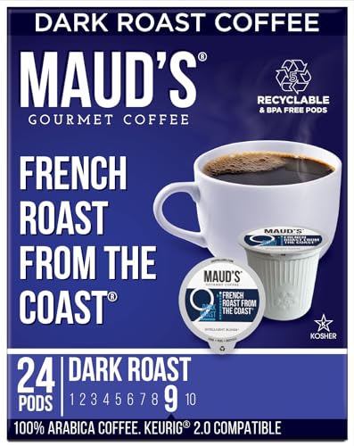 Image of Maud's French Roast Coffee Pods, 24 ct, Dark Roast Coffee in Single Serve Pods - 100% Arabica Coffee, Compatible with Keurig K Cups Maker