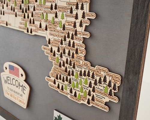 Lemap Wooden New York State Parks Map – Customizable Travel Log with Tree Motifs in Light Grey - Image 8