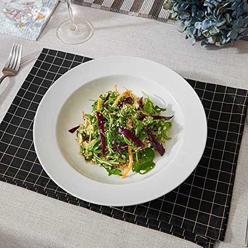 Dowan Soup Bowls, Pasta Bowls Plates, White Salad Bowls Set Of 4, Porcelain Wide Rim Bowls, 20 Ounces, Microwave & Dishwasher Safe #TOP5