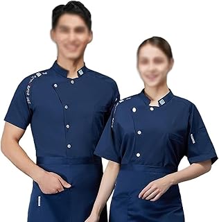 HMLOPX Chef Jacket Custom Chef Coat Chef Clothes Chef Uniform Chef Works Cool with Breathable Mesh Restaurant Kitchen Cooking (Color : Blue, Size : XXXX-Large)