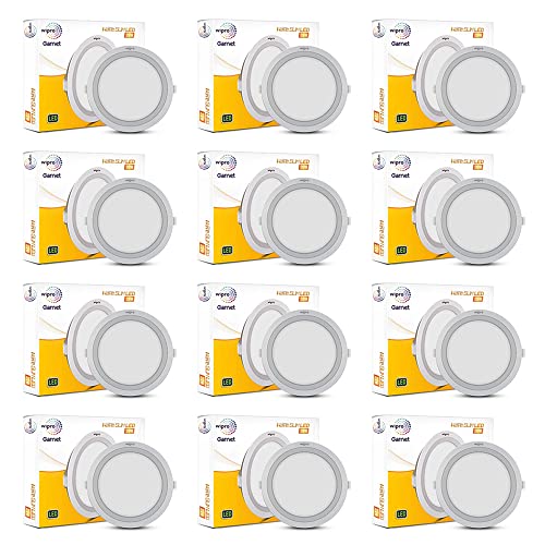 Image of Wipro Garnet 20W Round Led Wave Panel Light for Ceiling|Warm White (3000K)|Ultra-Slim Design|Recessed Downlight for False Ceiling |Cutout-200Mm|Pack of 12