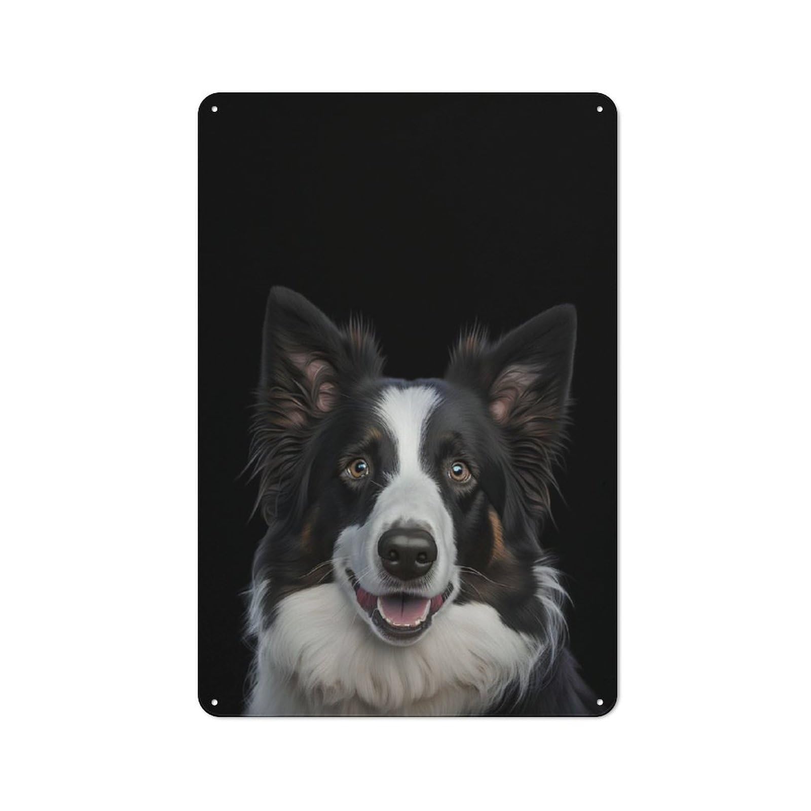 Junmoney Border Collie Dog Metal Wall Art Sign 30X20cm, Retro Vintage Wall Decor For Kitchen, Hallway, Bar Or Small Cafe