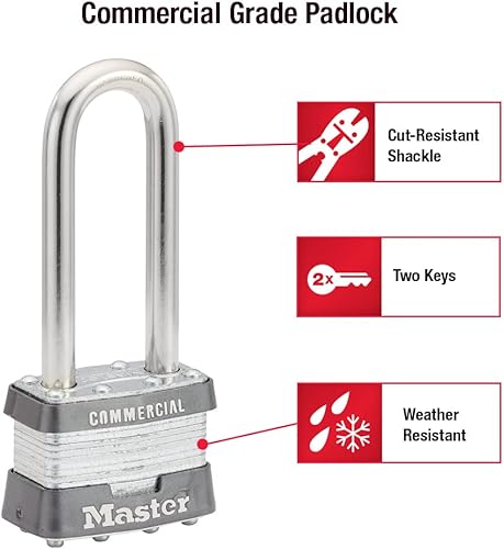 Miniatura 2 de Master Lock 1KALJ - Candado para exteriores con llave, plateado, 1LJ, 1 paquete