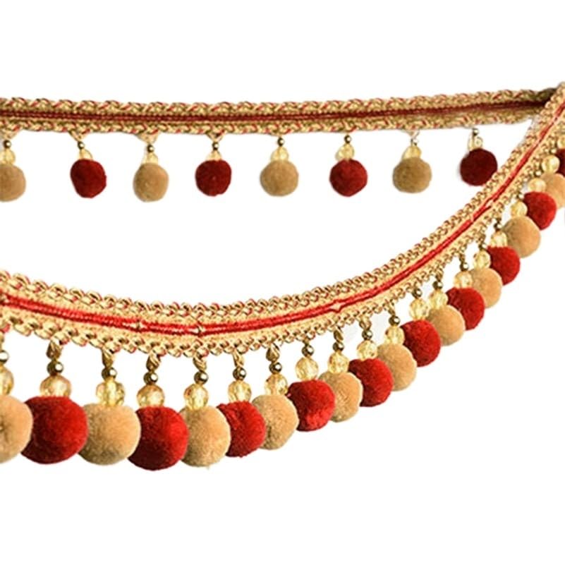 Rideau à Franges, 2 mètres, Pompon tressé, Boule Suspendue, Ruban à Franges, Dentelle, Tissu, Bricolage, Tapisserie, canapé, Rideau (Couleur : Rouge) (Couleur : Bleu) (Couleur : Blanc)(Onecolor)