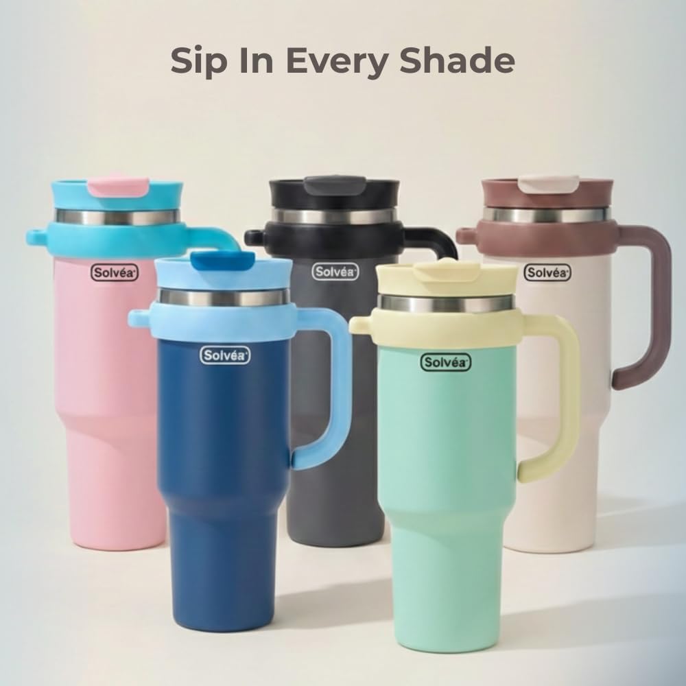 SOLVÉA™ 40 oz Vacuum Insulated Water Bottle – Leak‑Proof Stainless Steel with Straw & Spout Lid – Keeps Drinks Ice‑Cold 24 Hours, BPA‑Free, Travel & Hiking Companion (Deep Navy Blue) - Image 9