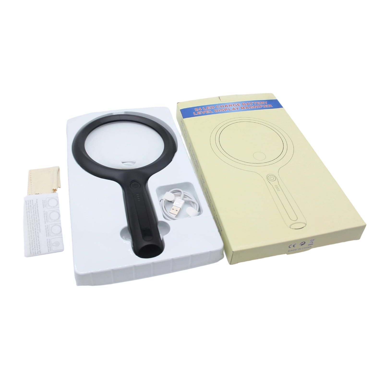 28X 56X Magnifier Glass Adjustable Eye Loupe with LED Light Rechargeable Handheld Magnifier for Senior Reading Ergonomic Handheld Cold Warm Light