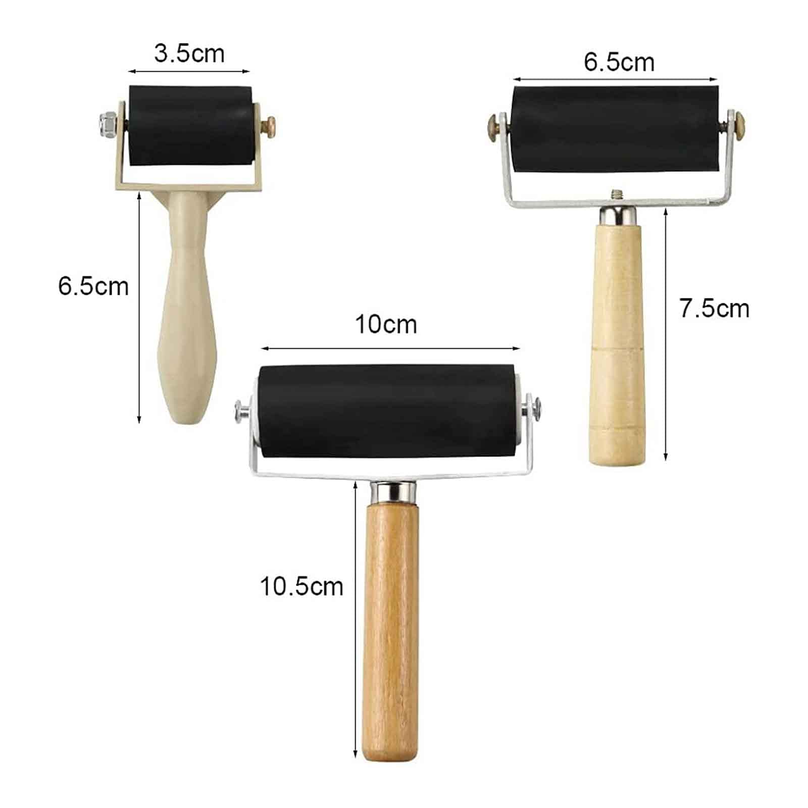 3 Set 3 Stück Druckwalze Druckherstellung Holzgriff für geschnitzte Oberflächen Tapeten