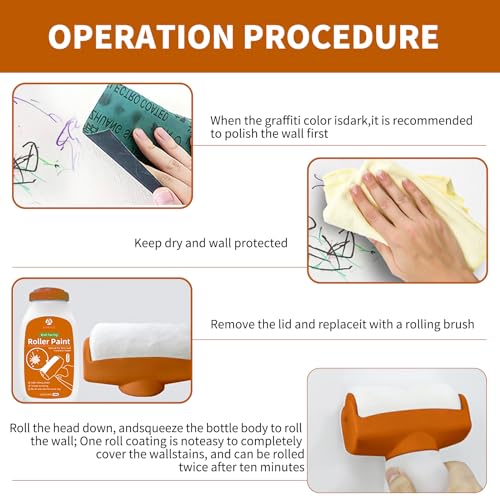 Wandfarbe Weiß Roller,Molto Wandfarbe Roller,Wandreparatur-RollbüRste mit Wandreparaturpaste,WandreperaturrollbüRste Weiß,Entfernt Werbung, Schmutzige SchuhabdrüCke, Graffiti, Wandkratzer und Mehr
