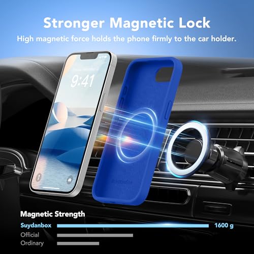 Image of Magnetic for iPhone 17e /iPhone 16e Case, Compatible with MagSafe, [Soft Anti-Scratch Microfiber Lining] Slim Silicone Shockproof Protective Phone Case for iPhone 17e /16e 6.1 inch, Klein Blue