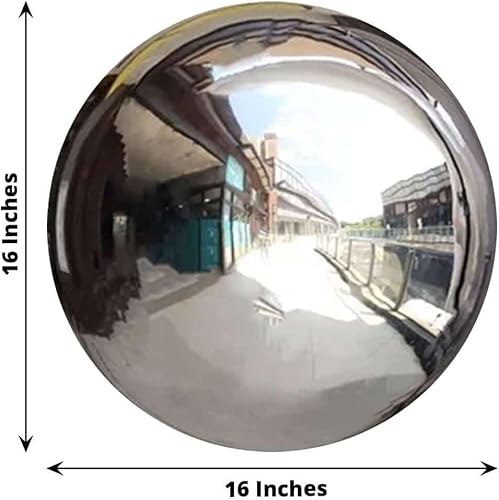 Miniatura 3 de Efavormart - Esfera de espejo de acero inoxidable plateado, esfera hueca reflectante brillante para jardín, 16 pulgadas