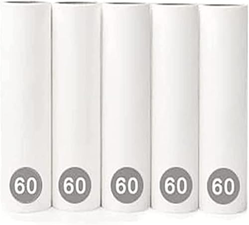 RIKMSS Paquete de 5 repuestos de rodillos de pelusa grandes, 9.5 pulgadas de ancho, 60 hojas por recambio (total 300 hojas), color blanco