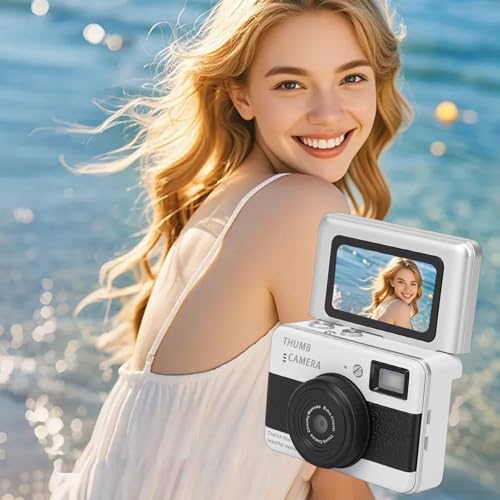 Mini caméra porte-clés 4K rétro 68 MP avec écran rabattable noir