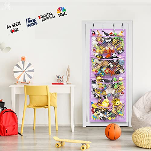 Honeyera Plush Storage (Patent Pending) - Plush Hammock Net Over Door Organizer For Stuffies, Baby Accessories, Toy/Hammock Hanging Storage Big Girls Toddler Large Bag Animals (Purple) #TOP3