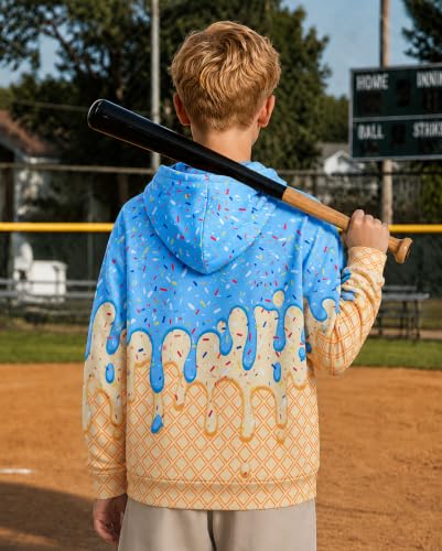Move Dance Boys Baseball Hoodies Ice Cream Size 7-8 Pullover Sweatshirts - image 3