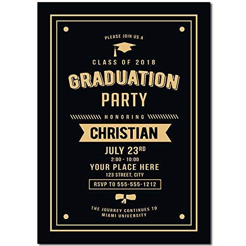 Amazon Com Black And Gold Graduation Party Invitation Handmade