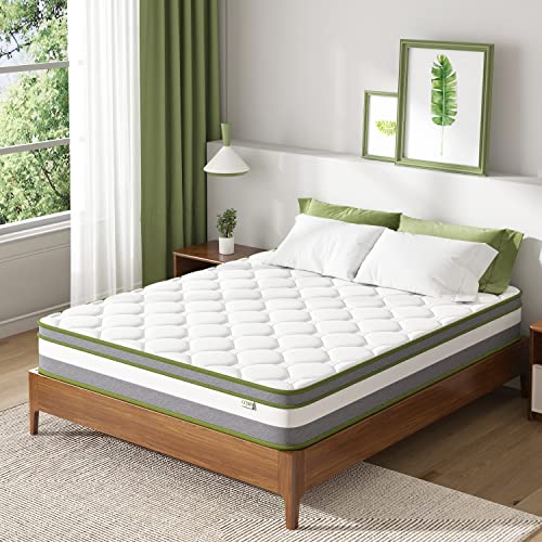 Crystli-Queen-Mattress-10-inch-Queen-Size-Mattress-Hybrid-Mattress-Medium-Firm-with-Memory-Foam-Individually-Wrapped-Coils-Innerspring-Bed-Mattress-for-Body-Support-CertiPUR-US-Certified