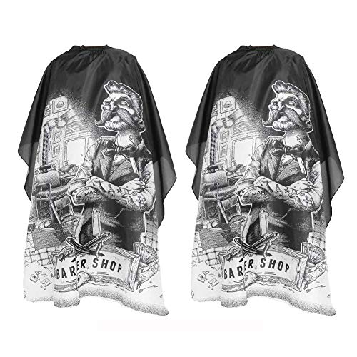 Fraleadam Professional Home Use Barber Cape 2-Pack, Capes for Men Cutting Hair, Hair Cape for Haircuts, Cutting Beard Anti-Static Haircut Cloth Barber Cover for Men(Black)