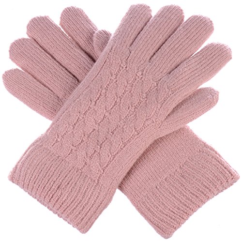Be Your Own Style BYOS Women's Winter Classic Cable Warm Plush Fleece Lined Knit Gloves, Many Styles