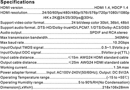 Full HD 4K 1080P HDMI Matrix 4x2 Switch Splitter EDID HiFi Matrix with IR Remote Control Audio Supports HDMI V1.4/3D/4Kx2K 30Hz