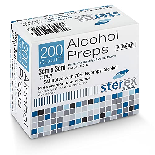 Sterex Sterile Alcohol Prep Pads, Medium, 2-Ply (Pack of 200)
