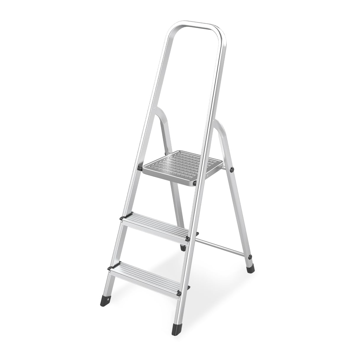 Amig - Escalera Plegable con 3 peldaños - Fabricada en Aluminio - Medida de Peldaños Pequeños:28x8cm - Medida de Peldaño Grande: 25x25x28 cm - Uso Doméstico - Carga Máxima 150 kg