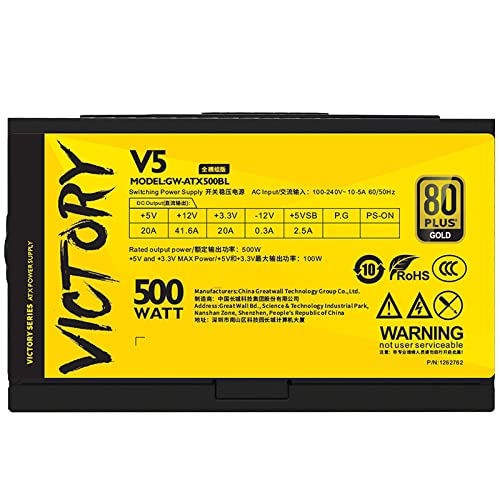 IndustrialMaker GreatWall Victory V5 GW-ATX500BL PSU electrical specification label