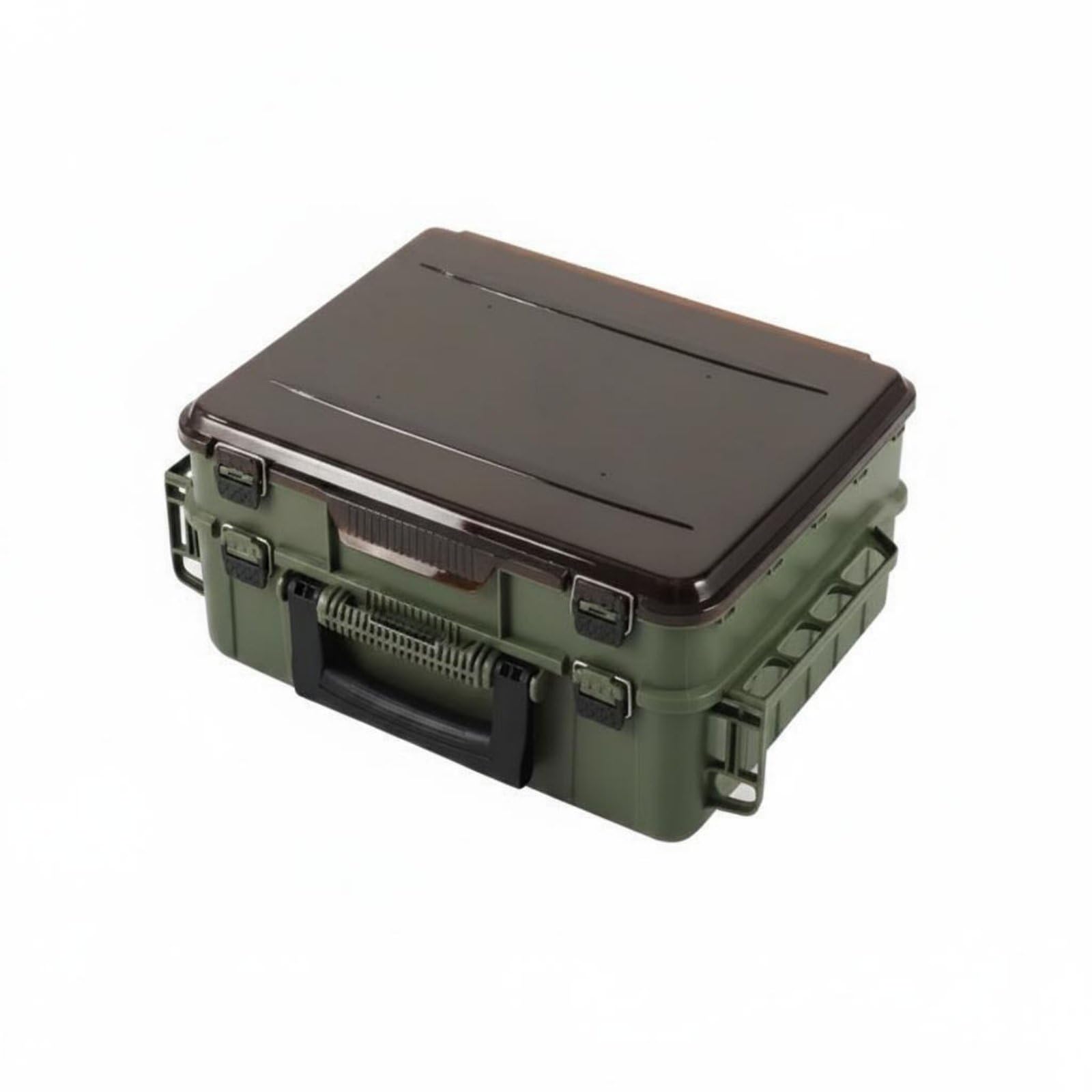 Scatola Porta Esche a Doppio Livello Scatola da Pesca Contenitore Tackle Box Organizer con Divisori Amovibili Struttura Solida E Fermo Coperchio, Nero, 43X33X19cm