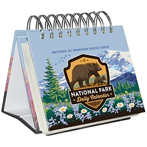 Americanflat Perpetual Flip Calendar for Office Desk - National Park Daily Perpetual Calendar with Spiral Binding featuring 63 National Parks Calendar 5.5" Desktop Size Cover