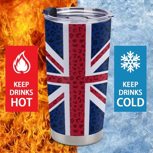 Posavasos para auto con diseño de leopardo y bandera UK 4 piezas miniatura 4