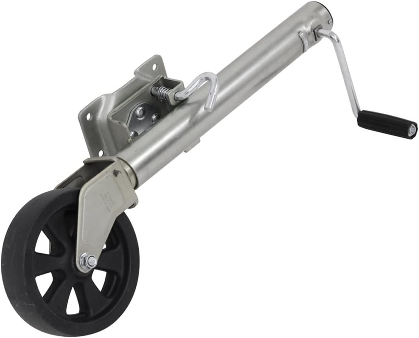 Manual Jack 8 Inch Solid Wheel Sidewind Round Swivel Trailer Jack with Bolt On Capacity 675KG Jockey Wheel Boat RV Parts Accessories Trolley(